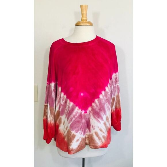 Rachel Zoe Sweatshirt Oversized Tie Dye Long Sleeve Relaxed Fit Stretch, L - Picture 1 of 11